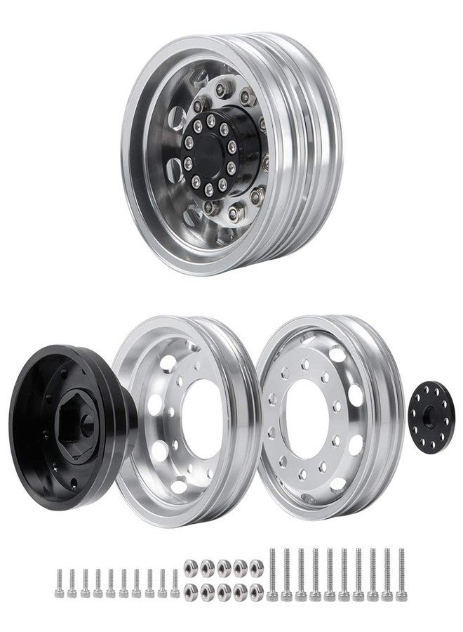 QUE-T 4pcs Aluminum Rear Wheel Hubs Rims for 1/14 Tamiya Tractor Climbing Trailer RC Car Upgrade Parts - Image 3